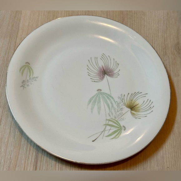 Vintage Bavaria Tirschenreuth Plate – White w/ Floral Design, Silver Rim, Rare - Picture 1 of 16
